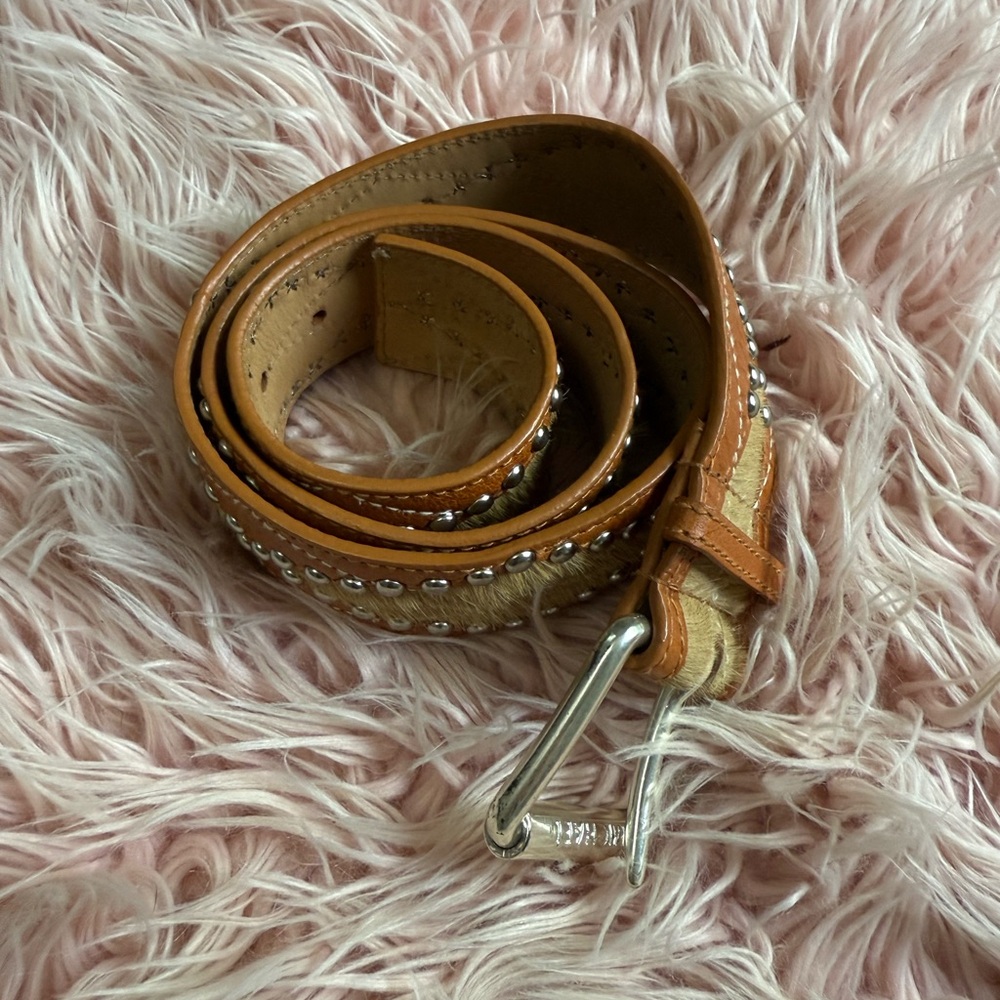 Michael Michael Kors Brown Genuine Leather Studded Western Style Belt Large